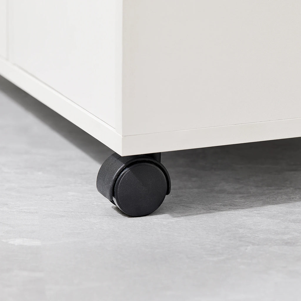 SoBuy FBT105-W mesa impresora con 2 cajones y 1 puerta archivos armario rollo contenedor carrito de oficina carrito lateral contenedor de oficina Blanco