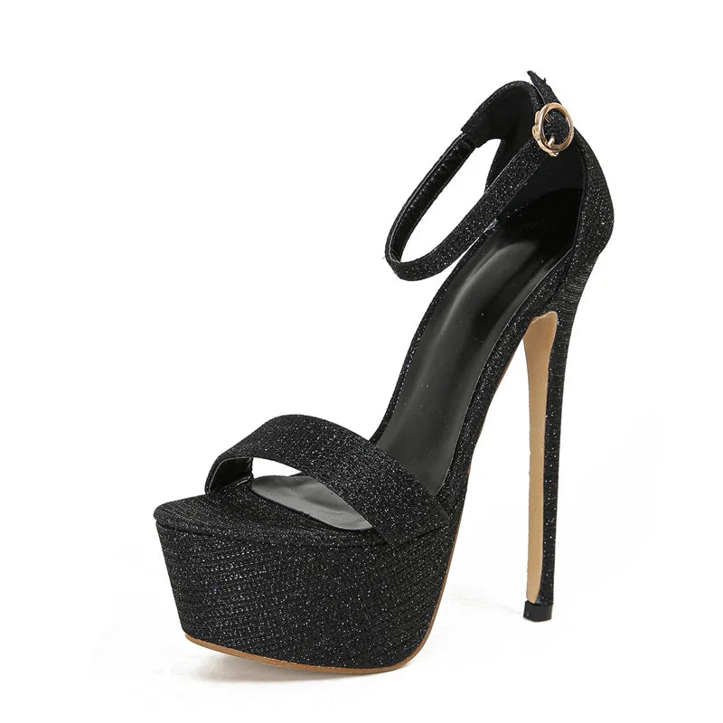 Liyke modelo pasarela sandalias de plataforma con lentejuelas para mujer Sexy punta abierta fiesta Nachtclub tacones de Stripper zapatos de baile de barra tamaño 34-46