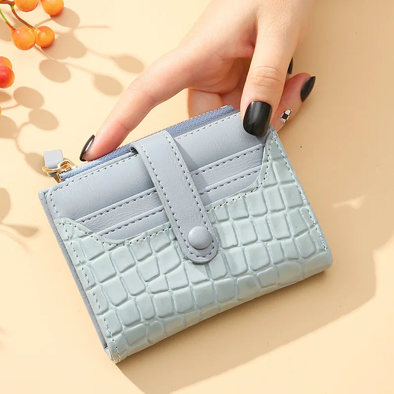 Cartera corta para mujer, monedero pequeño de cuero de marca de lujo a la moda, tarjetero para mujer, bolso de mano para mujer, billetera con Clip para dinero 2023
