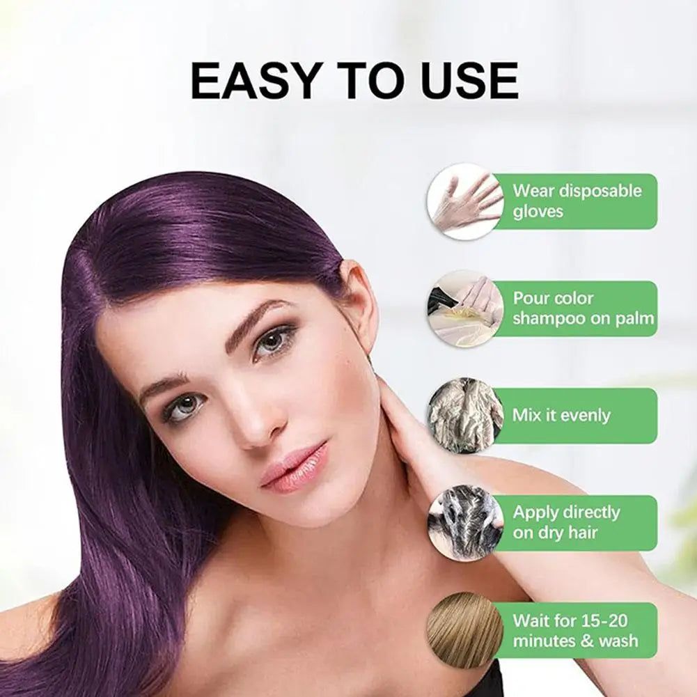 Champú para teñir el cabello para cabello gris para mujeres y hombres, Kit de tinte para el cabello Natural, champú semipermanente para teñir el cabello, negro, marrón, morado, 200ml