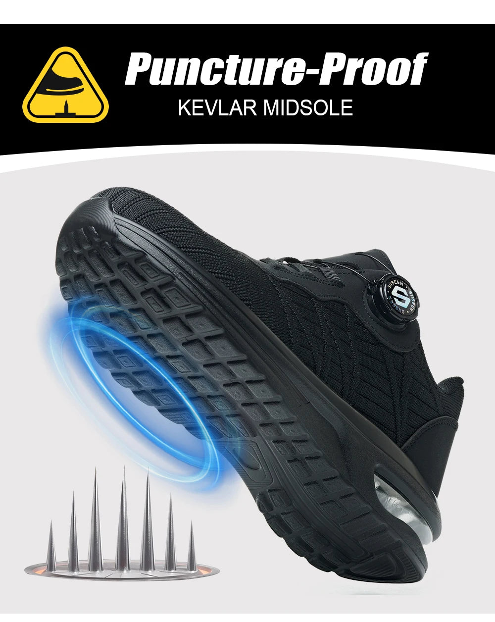 Nuevos zapatos de seguridad con hebilla giratoria para hombre, botas de trabajo ligeras antiimpacto y antiperforación, diseño deportivo de moda para exteriores profesionales
