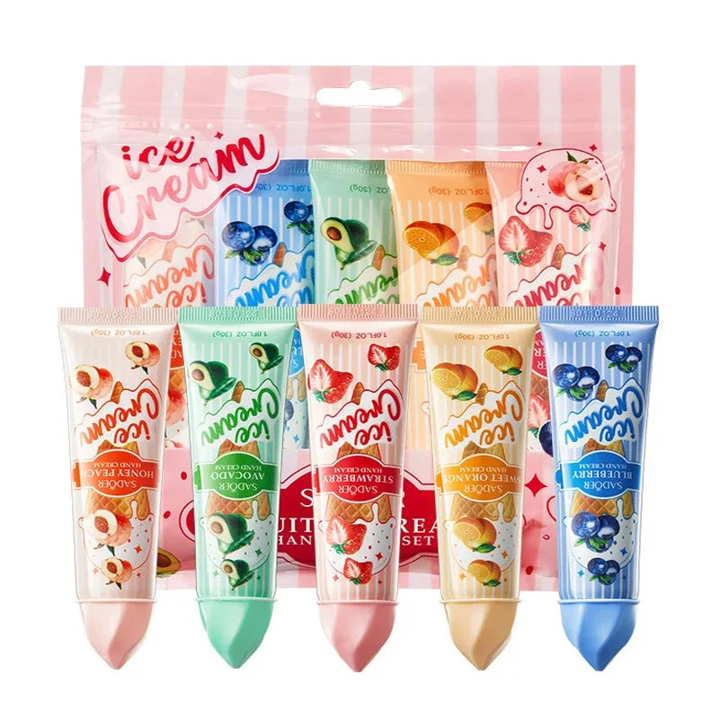 5 unids/set SADOER helado de frutas crema de manos hidratante nutritivo brillo cremas de manos hidratantes productos para el cuidado de la piel