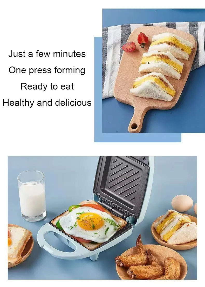 EDTID-máquina eléctrica para hacer sándwiches, Mini máquina ligera para comida, pan, Muffin, desayuno, tortilla de huevo, sartén para hornear, Panini, calentador para parrilla, horno EU
