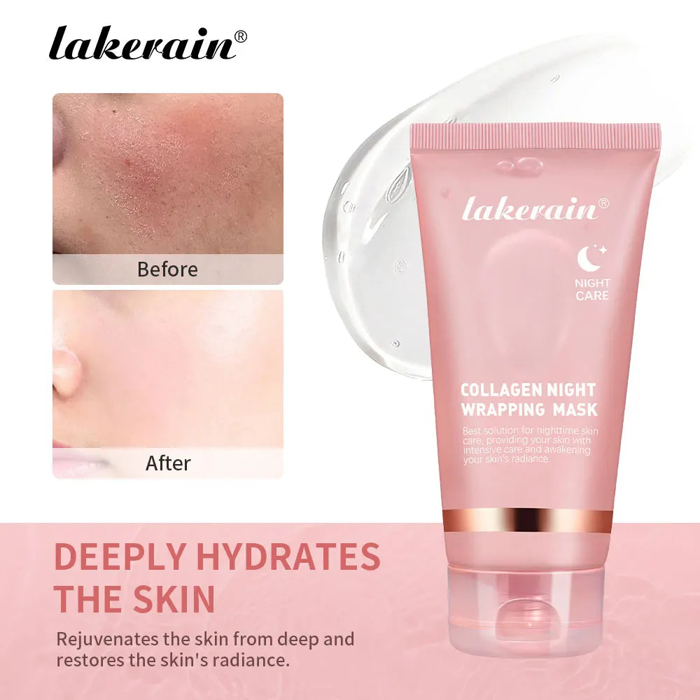 Mascarilla Facial Nocturna de Colágeno, Exfoliante, Hidratante, Reduce las Líneas Finas, la Sequedad, Hidratación, Iluminadora, Cuidado de la Piel Coreano