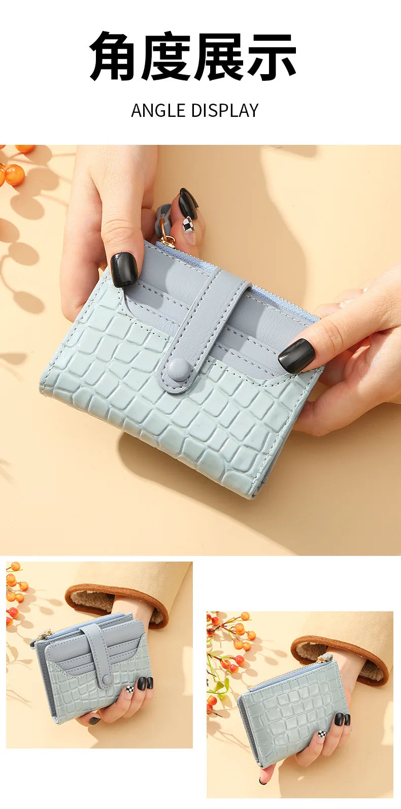 Cartera corta para mujer, monedero pequeño de cuero de marca de lujo a la moda, tarjetero para mujer, bolso de mano para mujer, billetera con Clip para dinero 2023
