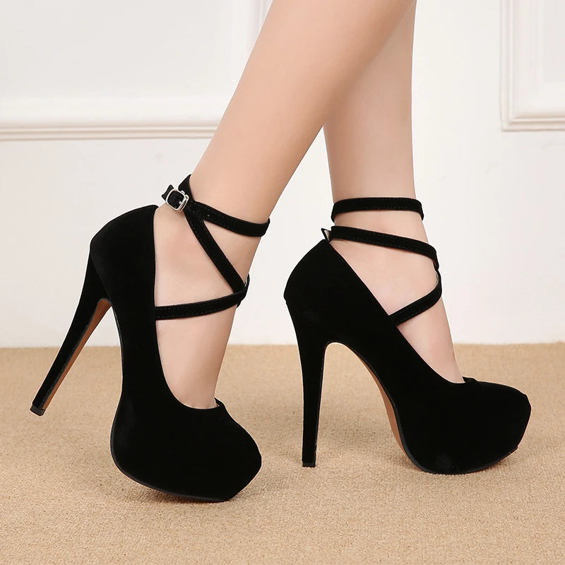 Novedad de verano, moda europea americana, tacones altos con correa en el tobillo para mujer, zapatos de vestir para fiesta y discoteca, cómodos y elegantes
