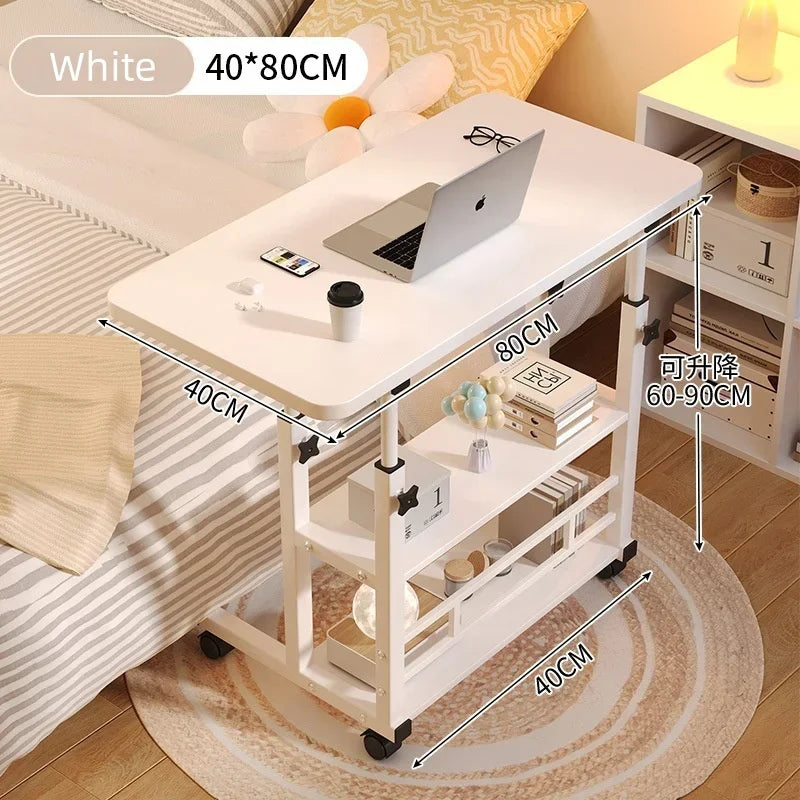 Escritorio para ordenador portátil ajustable Simple con ruedas, mesita de noche móvil, mesa elevadora para ordenador, escritorio para dormitorio, oficina, mesa de estudio portátil