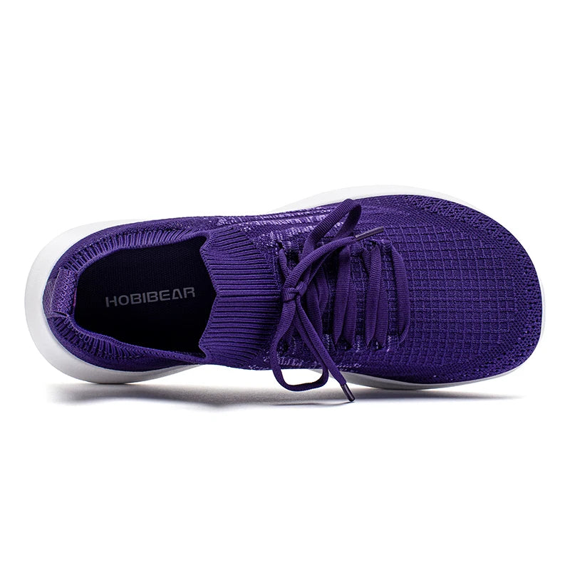 HOBIBEAR Zapatillas de deporte unisex para correr, zapatos para caminar transpirables de malla con punta ancha, zapatillas de senderismo con cordones antideslizantes