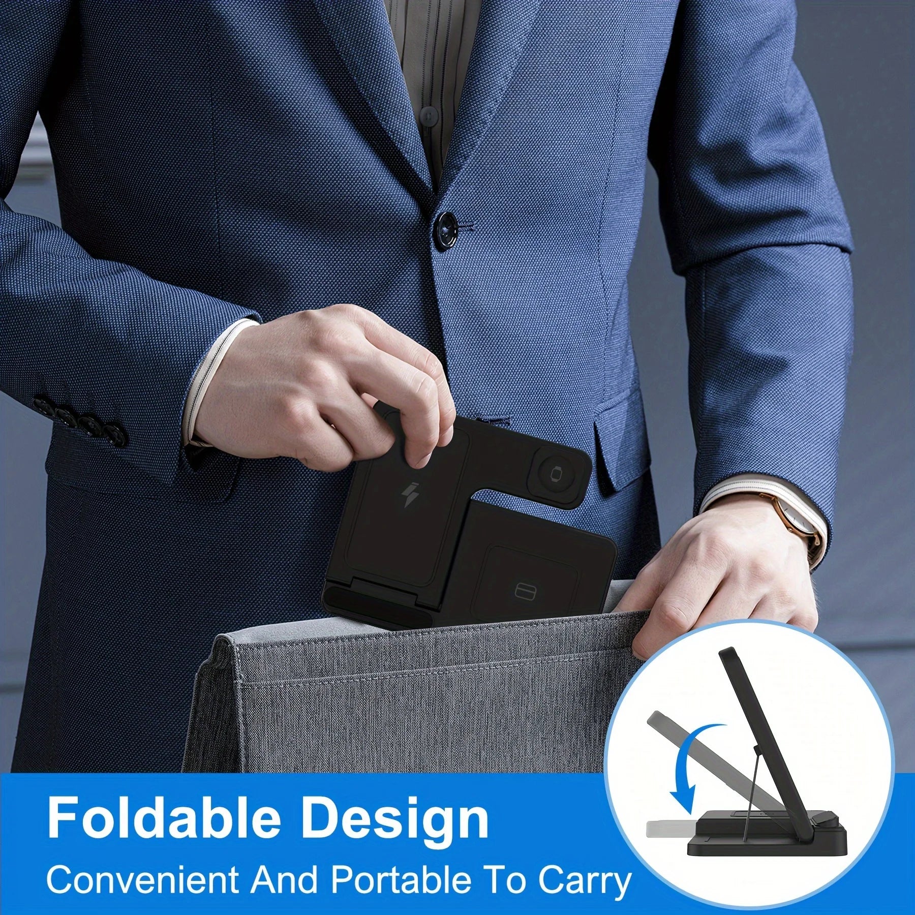 Soporte de cargador inalámbrico magnético 3 en 1, estación de carga rápida de 15W, múltiples dispositivos para iPhone 15 14 13 8 Apple Watch Airpods