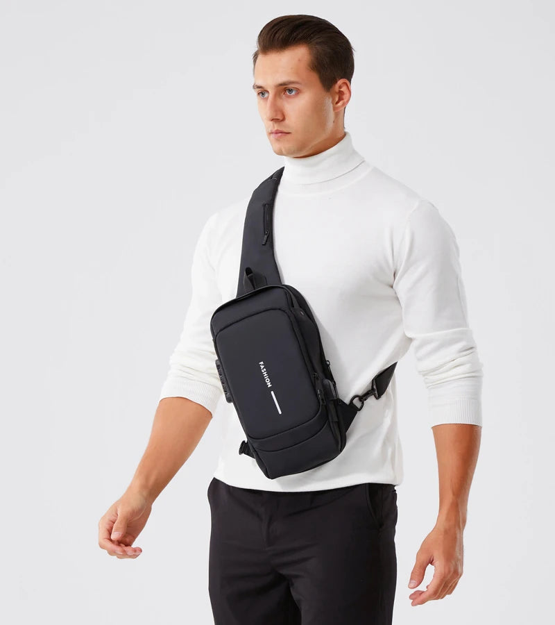 Bolso cruzado de cuero PU para hombre, bandolera clásica antirrobo, bolso de pecho multifuncional, nueva marca de diseñador