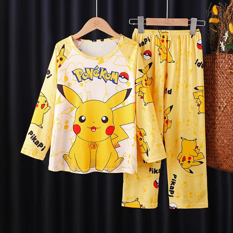 Anime 2 uds crayón de dibujos animados Shin-Chan pijamas para niños pantalones de manga larga conjunto Kawaii niñas lindo Casual ropa de dormir suelta
