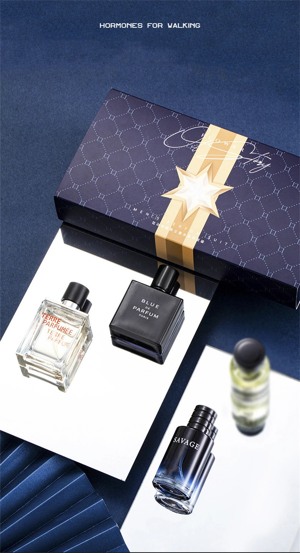 Perfume de marca de lujo para hombre, Colonia, 100ml, caja de regalo para hombre, conjunto de 4 Uds., Perfumes masculinos, Spray aromático afrutado Floral Natural