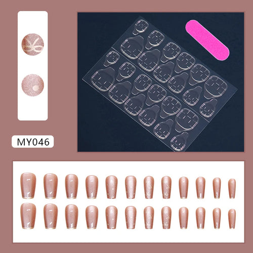 24 uñas postizas en forma de ataúd + 1 lima de uñas + 1 pegamento de gelatina