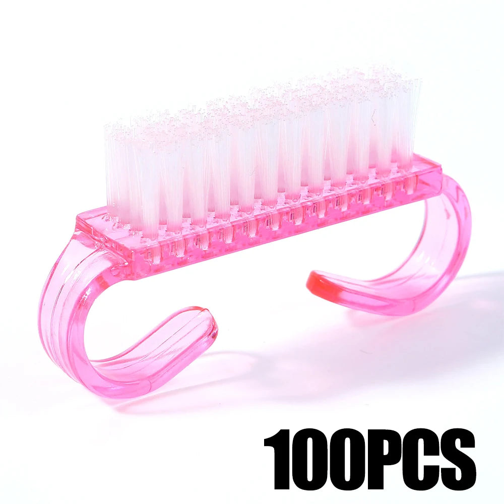 5/100 Uds. Cepillos de limpieza para uñas, herramientas para limpiar las uñas, cepillos limpiadores de polvo de plástico, herramientas para manicura y pedicura