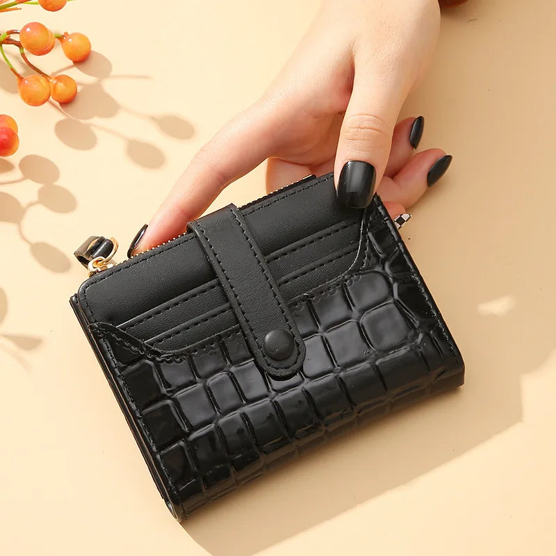 Cartera corta para mujer, monedero pequeño de cuero de marca de lujo a la moda, tarjetero para mujer, bolso de mano para mujer, billetera con Clip para dinero 2023