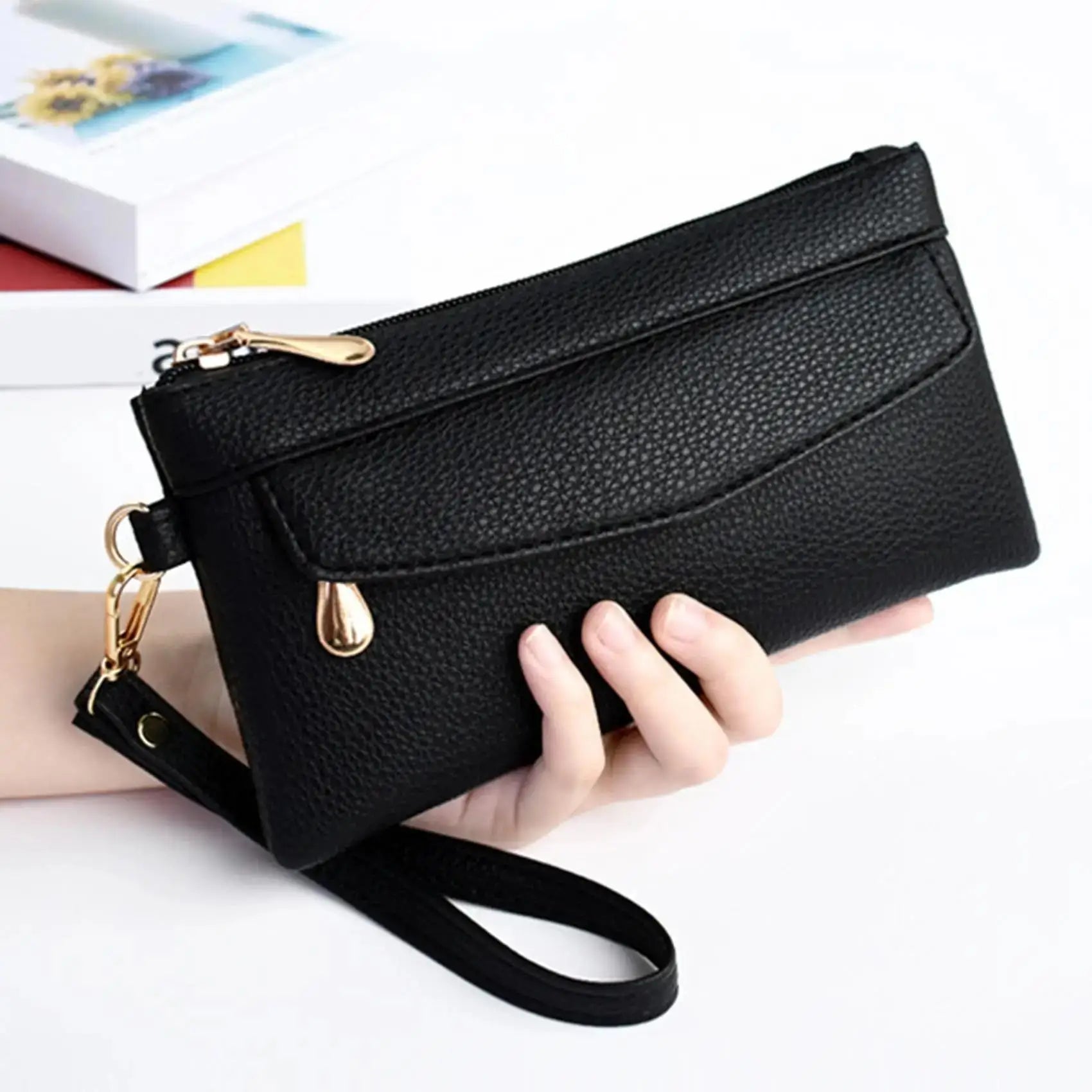 Nuevo Carteras de Pu para mujer, monederos a la moda con Cremallera larga, monedero para mujer, monedero