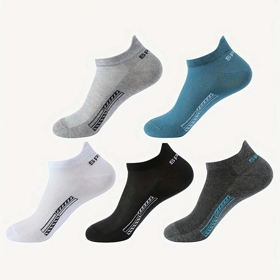 5/10/20/30 pares de calcetines tobilleros para hombre, calcetines invisibles transpirables con letras a la moda, estilo deportivo, a prueba de olores, absorbentes del sudor
