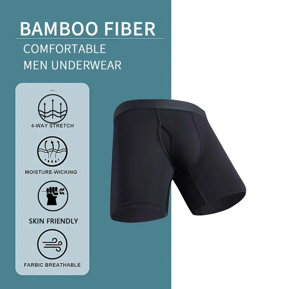 Calzoncillos de fibra de bambú para hombre, Boxer largo transpirable, ropa de tacto suave, ropa interior masculina convexa en U, ropa interior anti-enrollamiento, 8 Uds.
