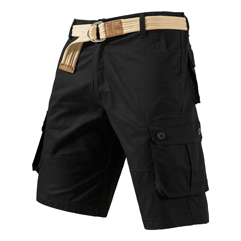 Pantalones cortos Cargo hasta la rodilla para hombre, Bermudas deportivas informales, pantalones cortos de algodón de talla grande, pantalones cortos rectos de Golf para correr y gimnasio