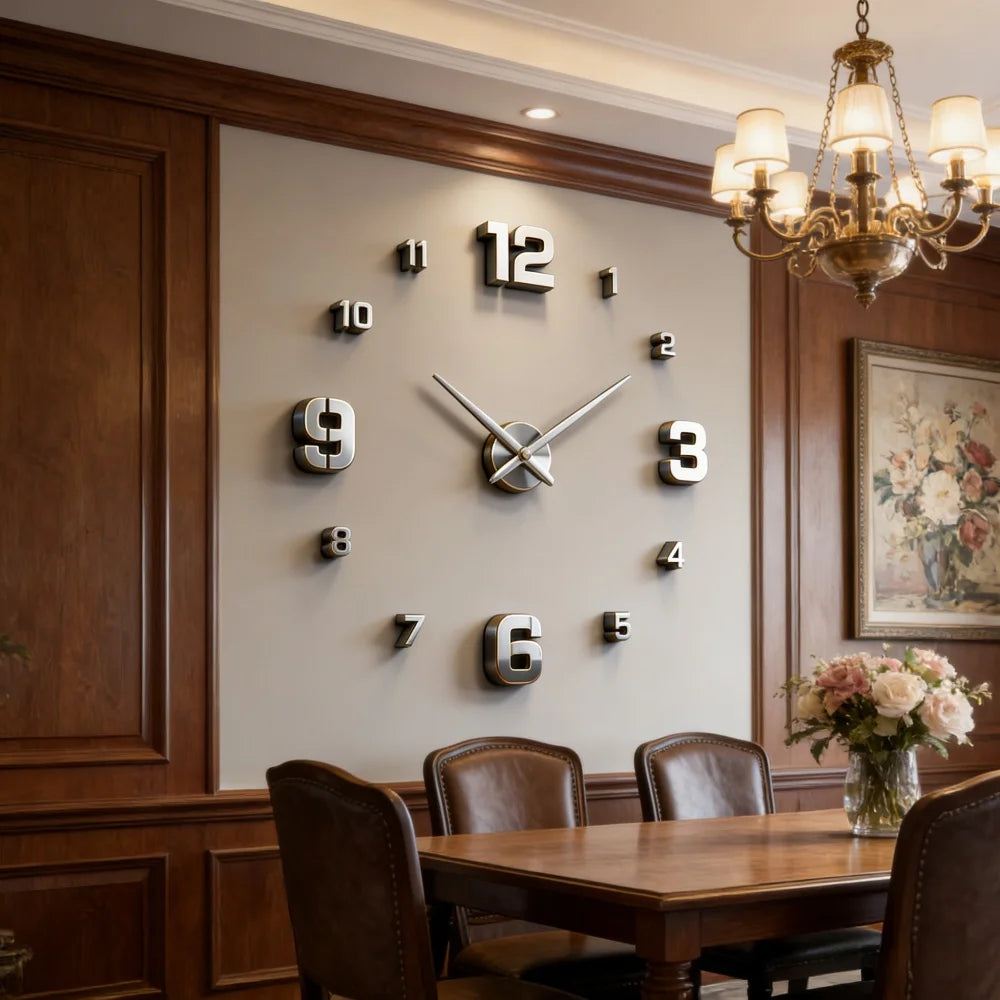 Reloj de pared grande 3D, relojes de pared clásicos luminosos, reloj Digital DIY, relojes de pared, pegatinas, reloj silencioso para el hogar, mesa de salón