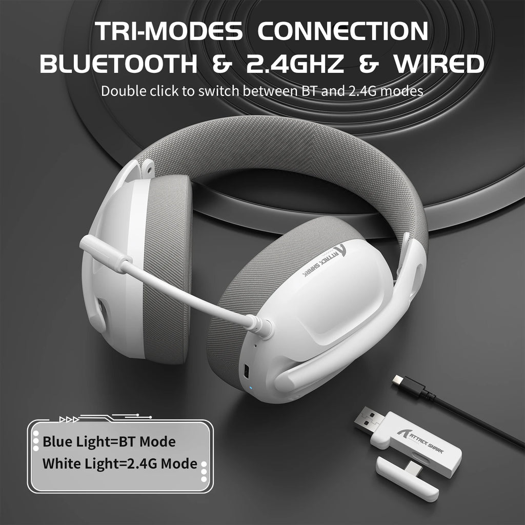 ATTACK SHARK L80 Auriculares para juegos ultraligeros de tres modos Auriculares para juegos inalámbricos ligeros para PC/PS4/PS5/Switch/Xbox