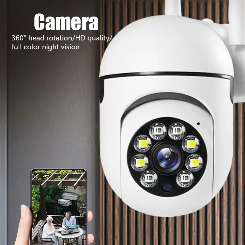 Cámara de seguridad WiFi de 8MP, vigilancia del hogar de 2,4G con visión nocturna PTZ IR, detección de movimiento, monitoreo infantil, 2 antenas