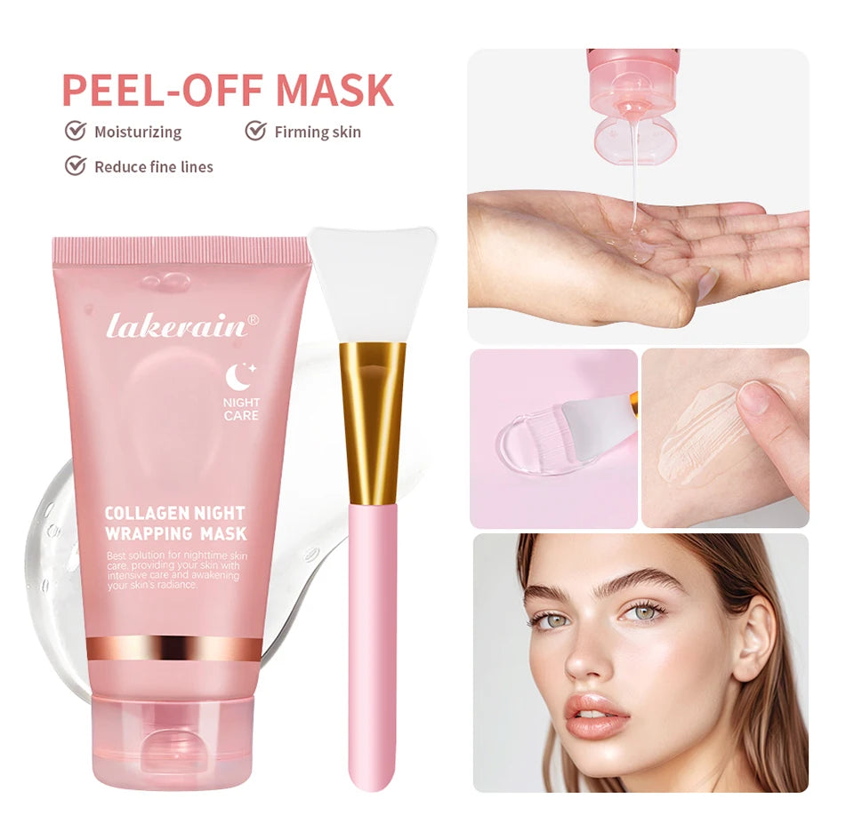 Mascarilla Facial Nocturna de Colágeno, Exfoliante, Hidratante, Reduce las Líneas Finas, la Sequedad, Hidratación, Iluminadora, Cuidado de la Piel Coreano