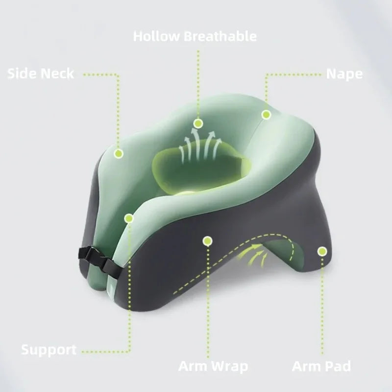 Almohada de viaje portátil en forma de U, almohadas para dormir de espuma viscoelástica, almohada para siesta en la oficina, cojín para el cuello de avión y coche, soporte ergonómico para la cabeza