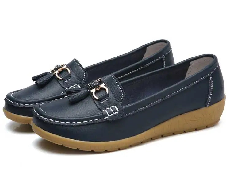 Zapatos de Mujer, mocasines de enfermera, Zapatos planos clásicos, Zapatos planos cómodos para Mujer, calzado informal de cuero blanco para Mujer