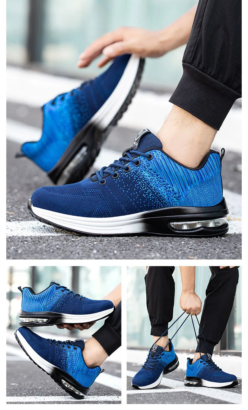 Zapatos de seguridad indestructibles para mujer, zapatos de trabajo con punta de acero antipinchazos, zapatillas ligeras antideslizantes con cojín de aire