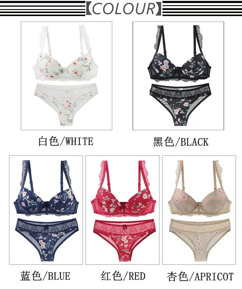 Conjunto de sujetadores sexys para mujer, ropa interior Floral con lazo de copa BCDE grande, negro, Beige, azul, rojo, blanco, lencería de encaje, novedad de 2023