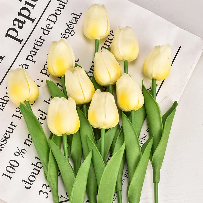 3/5/10/15/20 piezas tulipanes flores artificiales ramo de flores de tacto Real tulipanes flor falsa para decoración del hogar de la boda