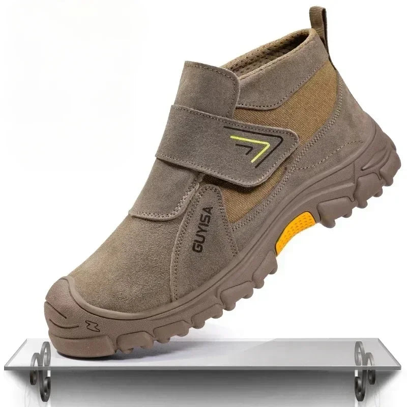 Nuevos zapatos de seguridad antigolpes y antipinchazos para hombres y mujeres, botas protectoras, zapatos de gamuza resistentes al desgaste, antiescaldaduras