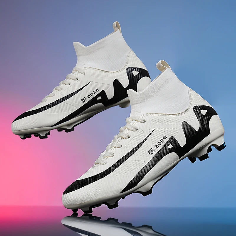 Zapatos de fútbol rosas a la moda para hombre, botas de fútbol ligeras profesionales con calcetín, zapatillas de fútbol originales antideslizantes para exteriores