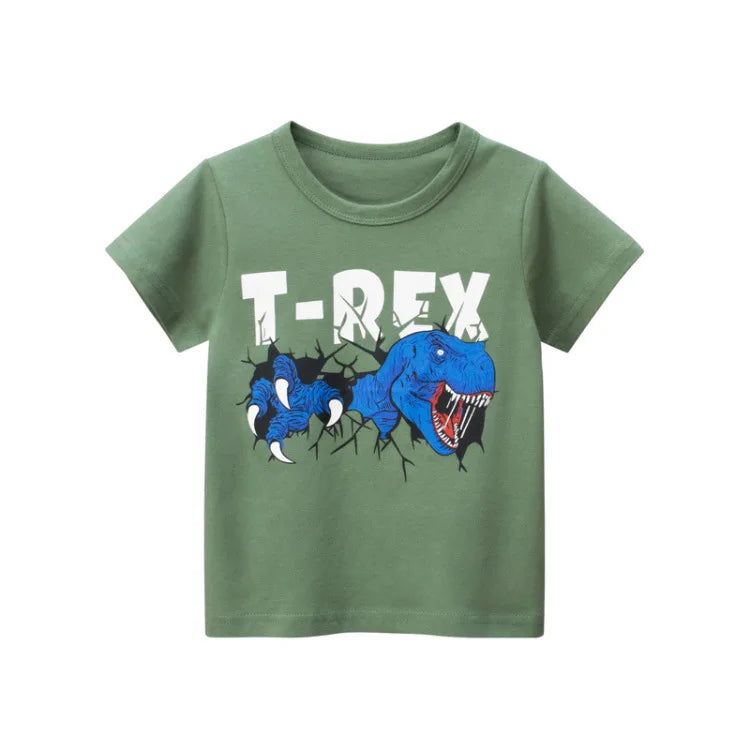 OLEKID-ropa de verano para niños, camisetas con estampado de dibujos animados para niños de 2 a 8 años, camisetas de manga corta para niños pequeños, 2025