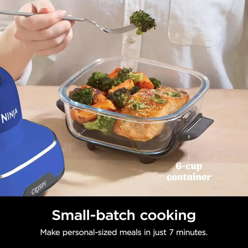 Sistema de Cocina Portátil 5 en 1 con Freidora de Aire de Vidrio, 1500W, Contenedores de 6 Tazas, 4 Cuartos y 2.5 Cuartos, Apto para Microondas, Congelador y Lavavajillas