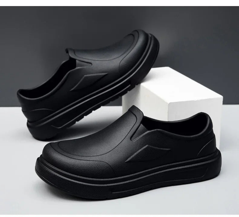 Zapatos de Chef para hombre, antideslizantes, resistentes al aceite, resistentes a la suciedad, zapatos de cocina, zapatos de trabajo, zapatos de lluvia de secado rápido, zuecos transpirables de gran tamaño
