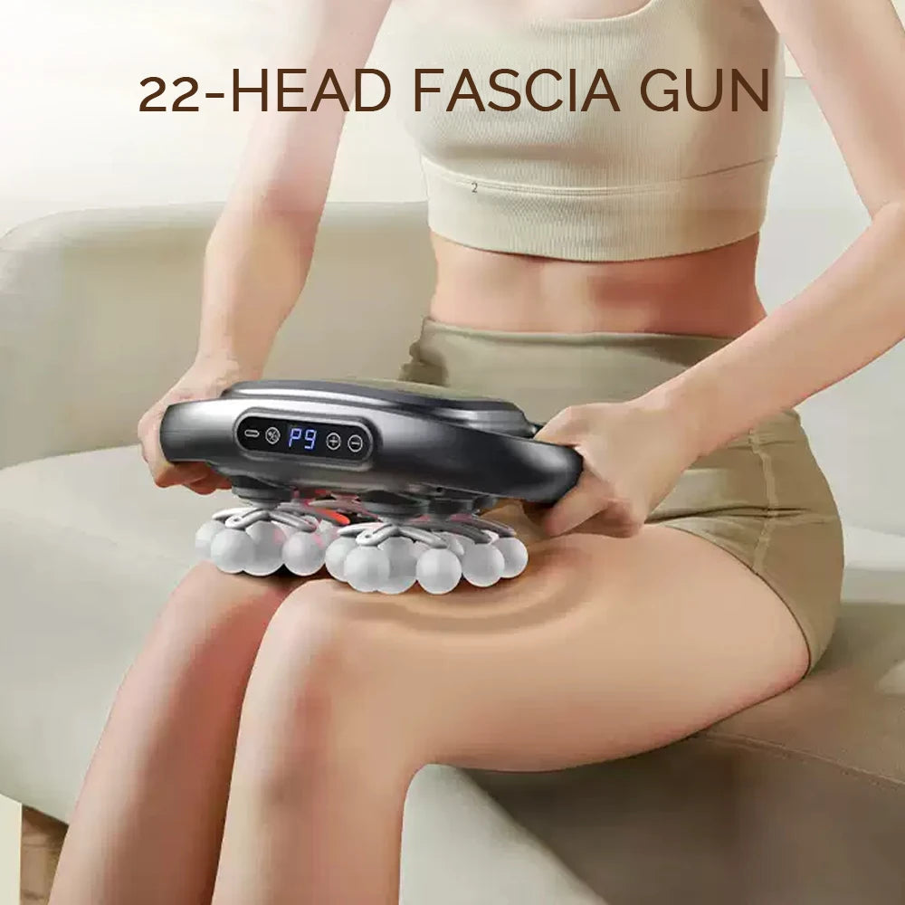 Pistola de Fascia de 16 cabezales, pistola de masaje corporal con vibración de alta frecuencia, masajeador de espalda y cintura, masajeador de cuello y hombros, masajeador muscular