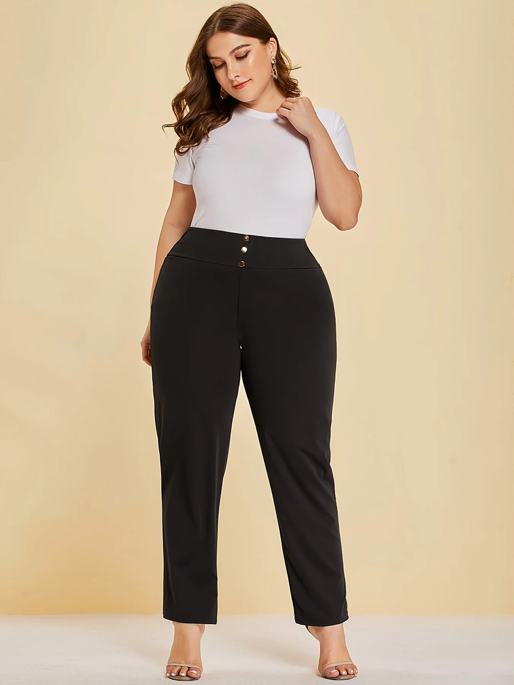 Otoño e Invierno nuevas mujeres de talla grande tejido de punto modelos casuales diseño de hendidura pantalones rectos