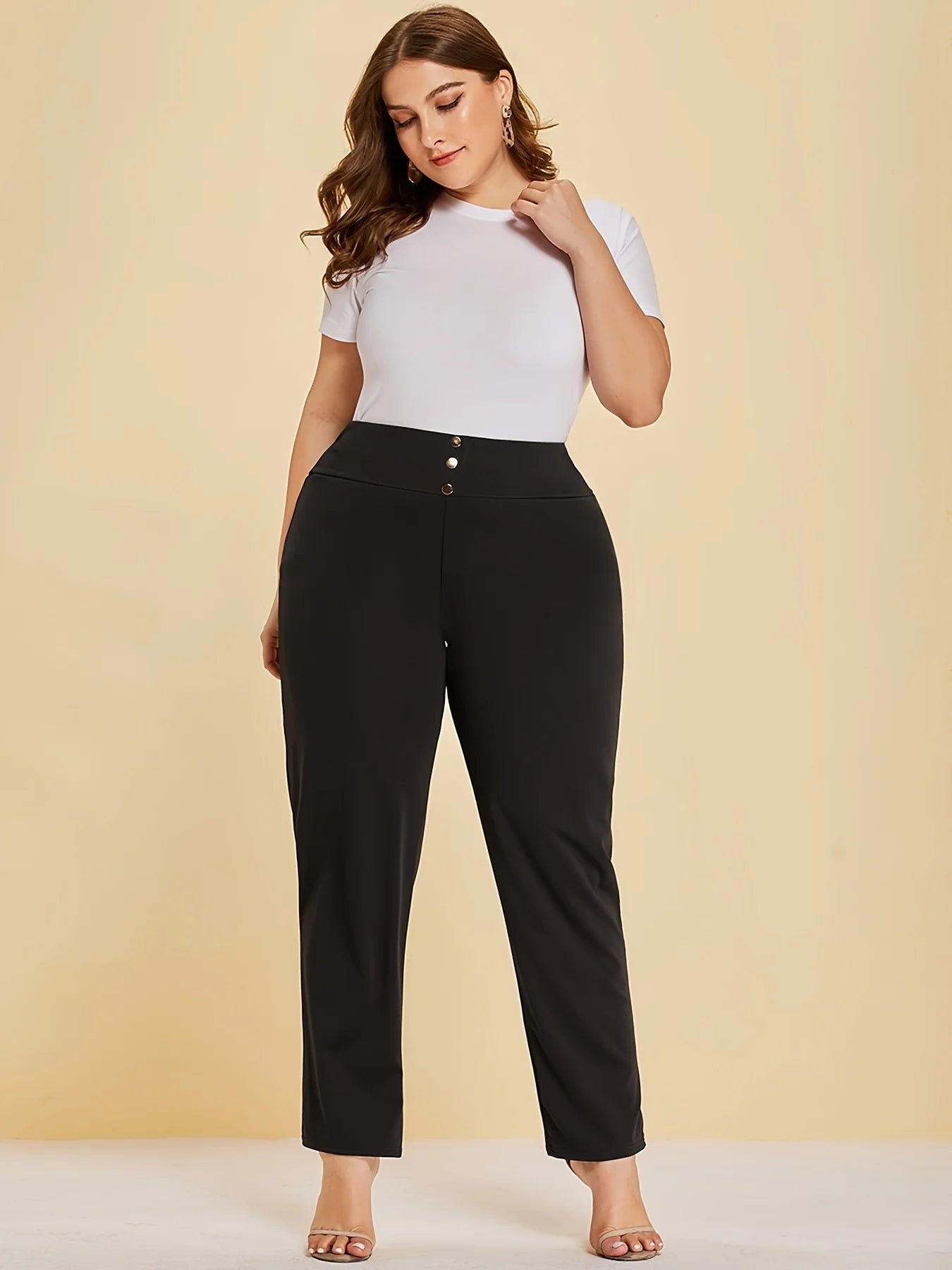 Otoño e Invierno nuevas mujeres de talla grande tejido de punto modelos casuales diseño de hendidura pantalones rectos