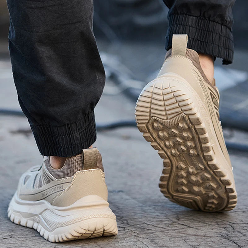 Zapatos de seguridad para el trabajo para mujeres y hombres, zapatillas de trabajo antipinchazos, zapatos indestructibles con botón giratorio, botas de trabajo antideslizantes