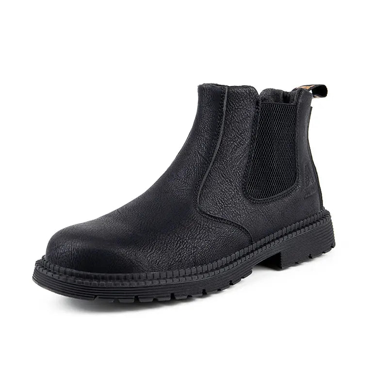 Botas de trabajo Lerther para hombre, zapatos de seguridad indestructibles, zapatillas de trabajo a prueba de pinchazos con punta de acero, zapatos de trabajo para hombre
