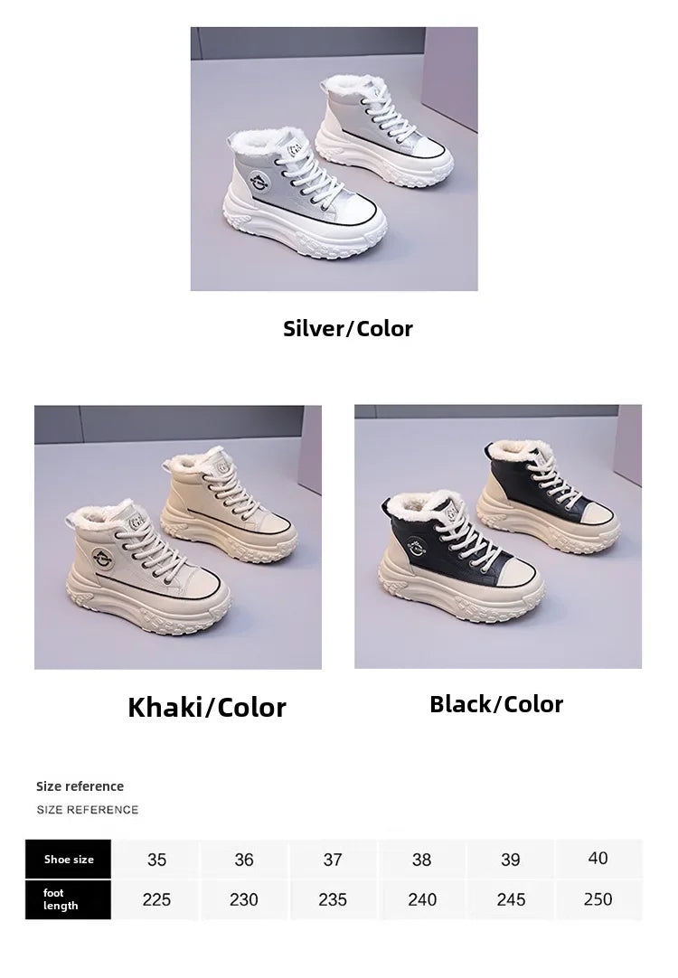 Botas planas de nuevo estilo para mujer, zapatos de algodón cálidos y gruesos con forro polar, zapatos blancos pequeños de alta calidad, Hx-q037, invierno 2023