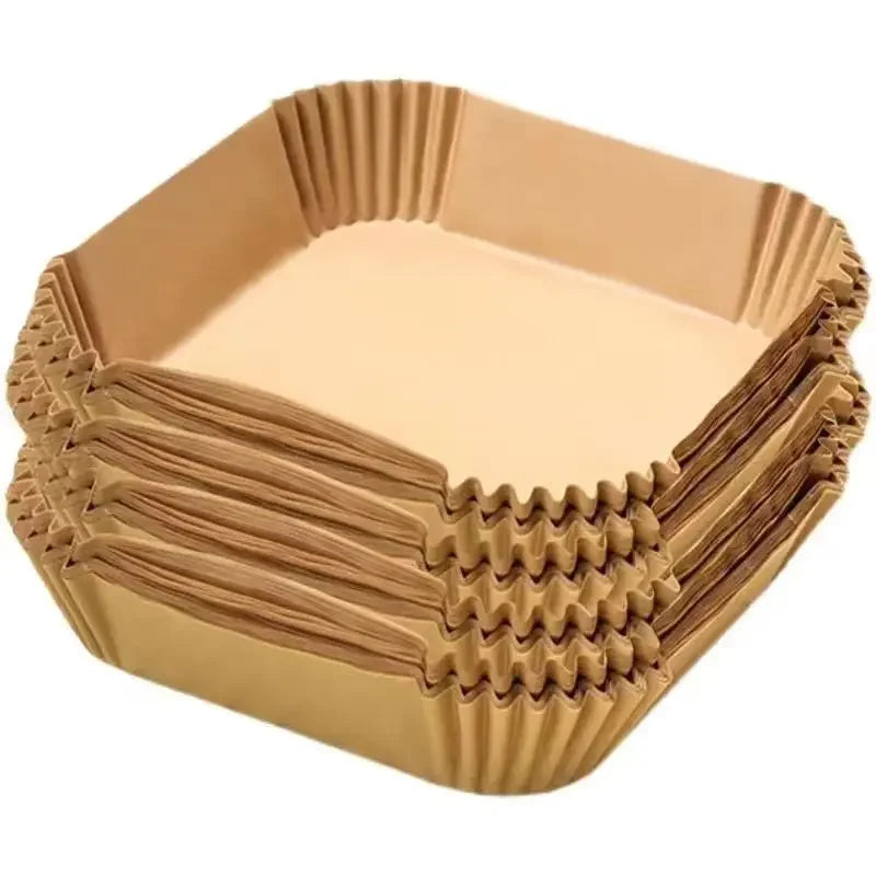 Bandeja de papel especial para freidora de aire, almohadilla de papel absorbente de aceite resistente a altas temperaturas, papel cuadrado para hornear, cocina, 50/100 Uds.