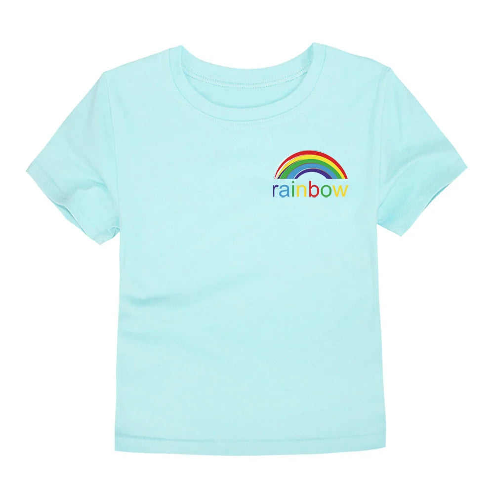Camisetas con dibujos de arcoíris para niñas, ropa 2024 de algodón para verano, 2 a 3, 4, 5, 6, 7, 8, 9, 10, 11, 12, 13, 14 años, 100%