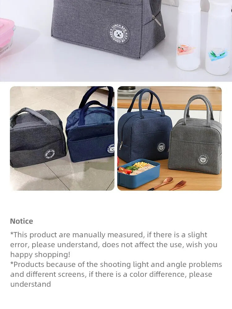 Bolsa de almuerzo aislada para mujeres y niños, bolsa térmica portátil, bolsa de hielo, contenedor de comida de lona, bolsas de Picnic de alimentos