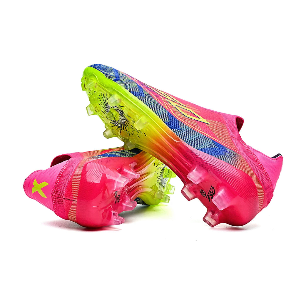 Zapatos de fútbol transpirables para hombre, calzado deportivo antideslizante para césped artificial con tacos largos FG/AG, imprescindibles para los aficionados