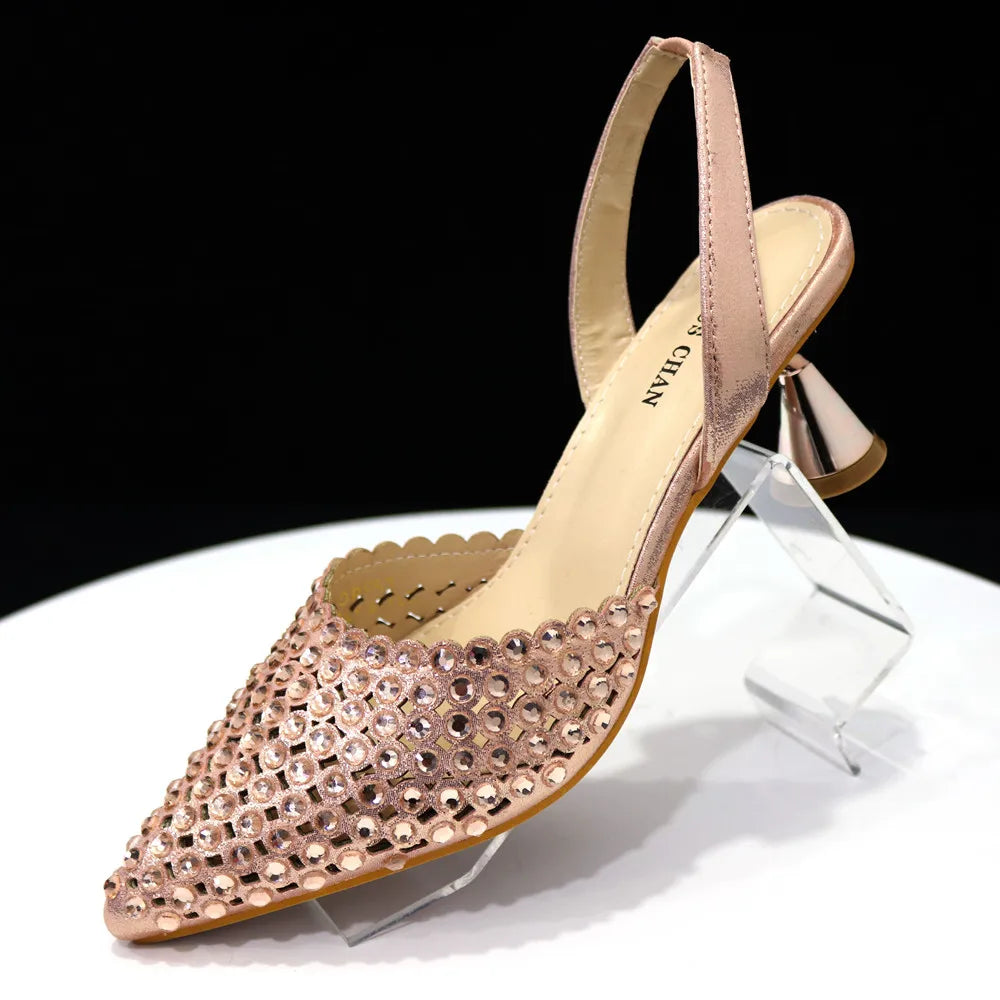 Sandalias con fondo de Muffin decoradas con cuentas para mujer, zapatos y bolso cómodos y versátiles, elegantes, a la moda, verano, 2023