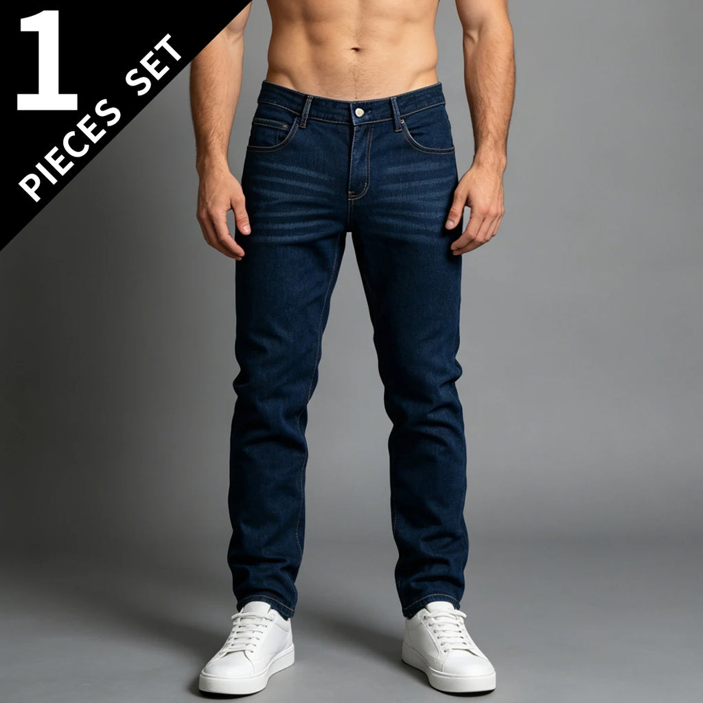 Pantalones vaqueros de pierna recta para hombre, de color liso, para primavera y otoño, a la moda, elegantes, sencillos, informales, negros, versátiles, para exteriores