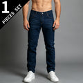 Pantalones vaqueros de pierna recta para hombre, de color liso, para primavera y otoño, a la moda, elegantes, sencillos, informales, negros, versátiles, para exteriores